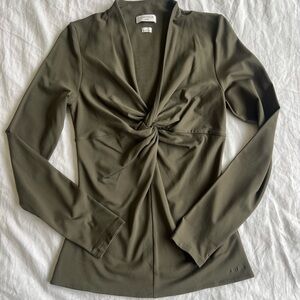 Aritzia “Contour” Olive Long Sleeve Twist Front Top